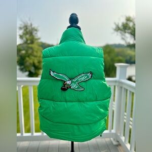 Green Puffer Vest with Eagle Patch